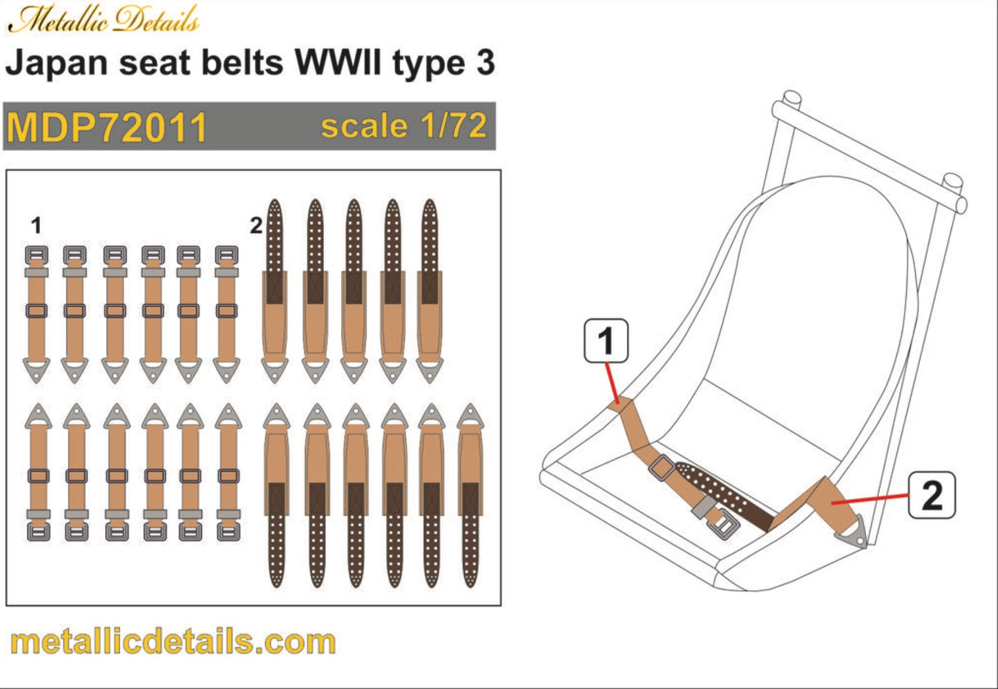Metallic Details MDP72011 1:72 Japan seat belts WWII type 3