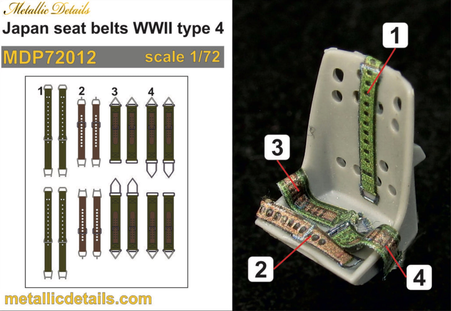 Metallic Details MDP72012 1:72 Japan seat belts WWII type 4