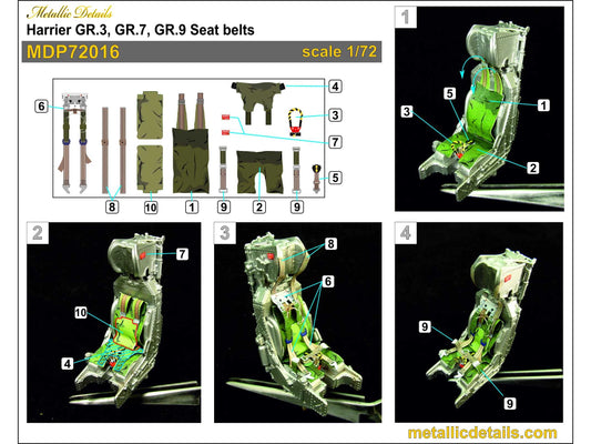Metallic Details MDP72016 1:72 BAe Harrier GR.3, GR.7, GR.9 seatbelts (3d-printed)