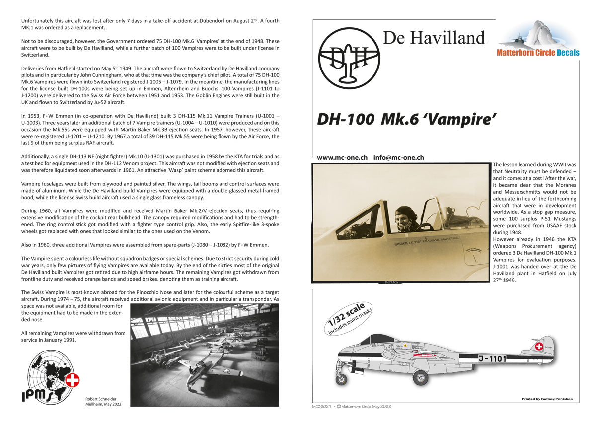 Matterhorn Circle MC32021 1:32 de Havilland DH-100 Mk.6 Vampire