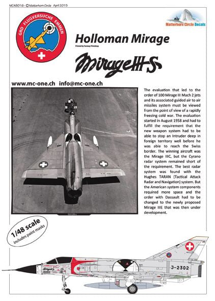 Matterhorn Circle MC48016 1:48 Dassault-Mirage IIIS Holloman [Dassault-Mirage IIIE]
