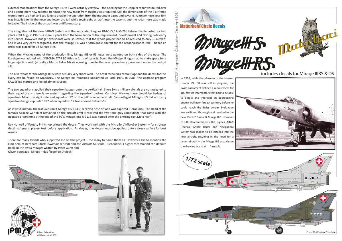 Matterhorn Circle MC72014 1:72 Dassault-Mirage IIIS & IIIRS