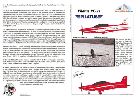 Matterhorn Circle MC72017 1:72 Pilatus PC-21 Birth of the PC-21