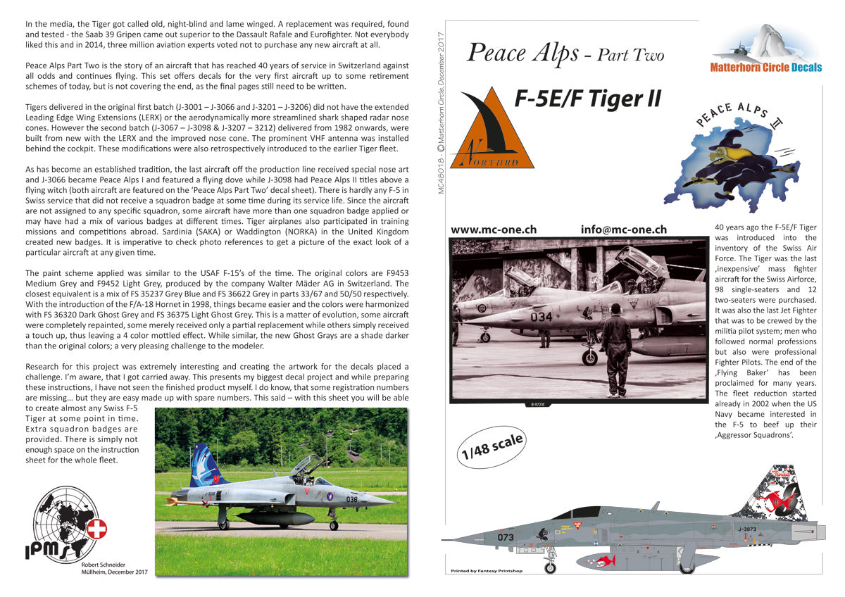 Matterhorn Circle MC72018 1:72 Northrop F-5E/F Tiger Peace Alps Part 2