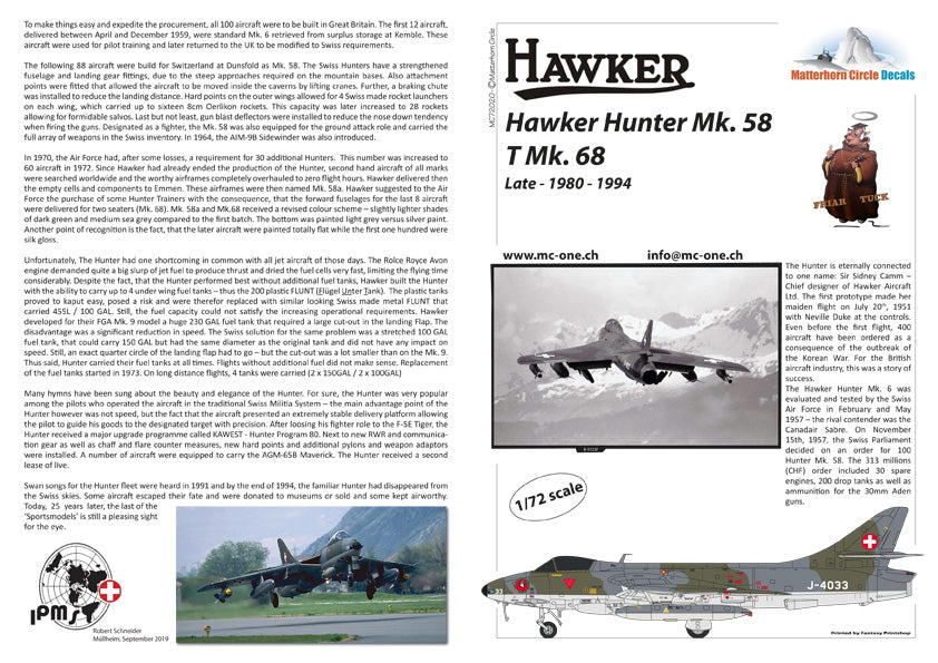 Matterhorn Circle MC72020 1:72 Hawker Hunter Mk.58 / T Mk.68 Late [F.8]