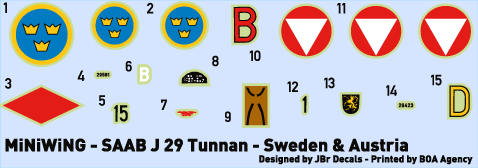 Miniwing 083 1:144 Saab J-29F TUNNAN (Swedish/Austrian)