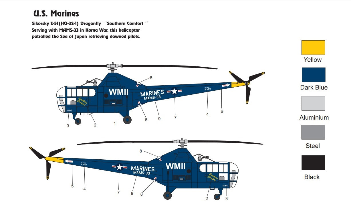 Miniwing-Plastic 340 1:144 Sikorsky HO-3S-1 Dragonfly / USMC