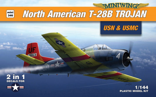 Miniwing-Plastic 346 1:144 North-American T-28B TROJAN / USN + UMSC					 2 plastic kits, 3 decals versions, BOXED