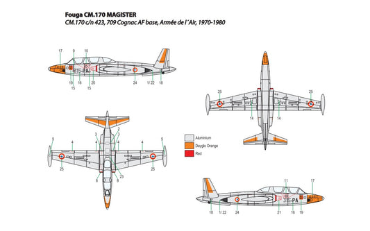 Miniwing-Plastic 351 1:144 Fouga CM.170 MAGISTER / Armee de l´Air/French Air Force