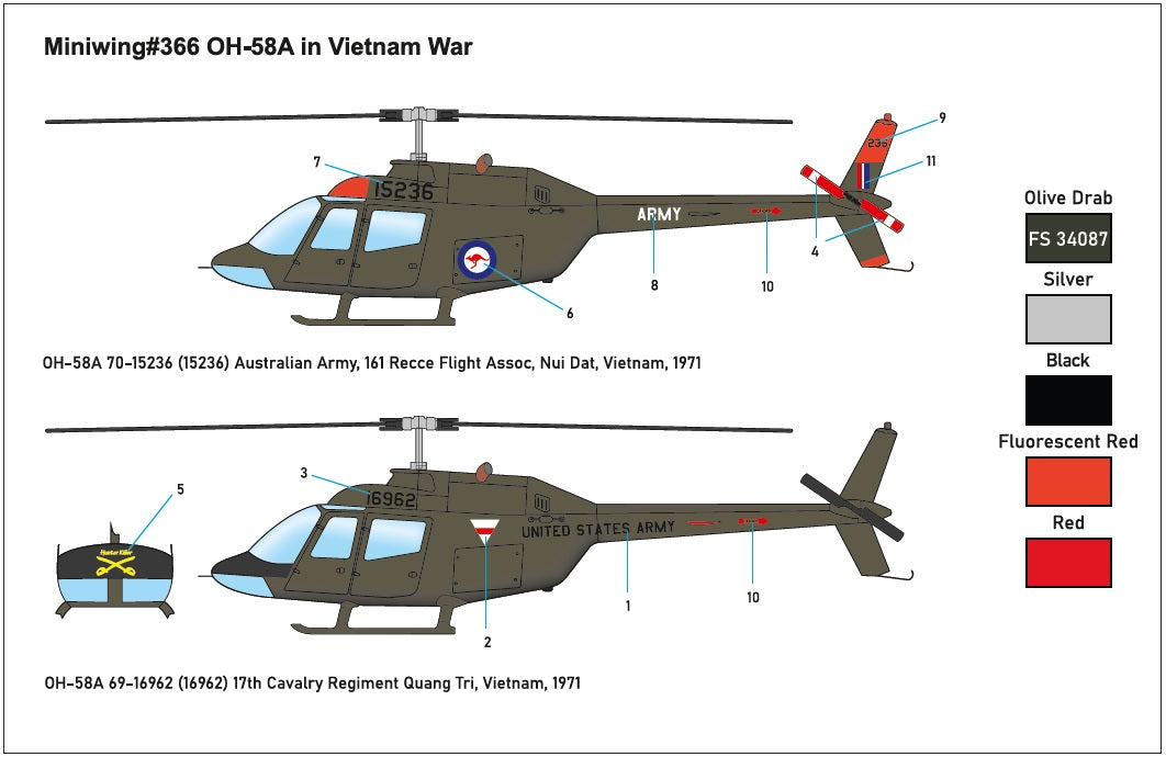 Miniwing-Plastic 366 1:144 Bell OH-58A KIOWA / in Vietnam War