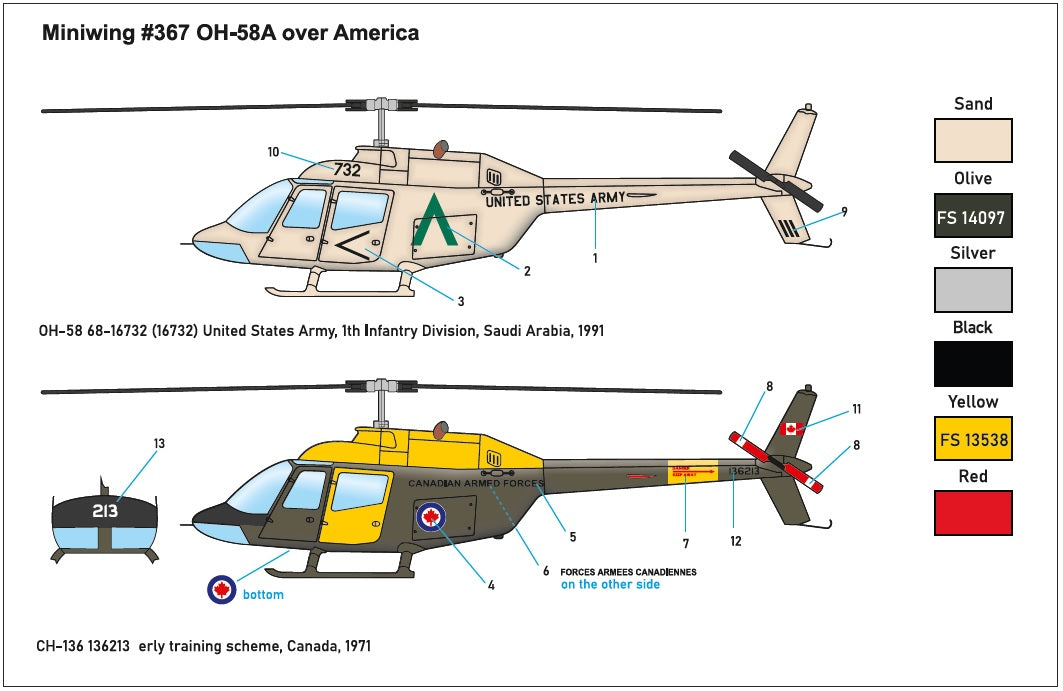 Miniwing-Plastic 367 1:144 Bell OH-58A KIOWA / over America