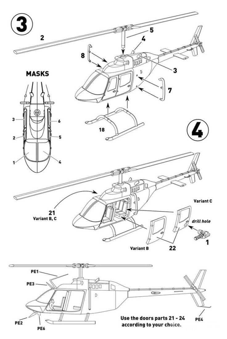 Miniwing-Plastic mini 369 1:144 Bell 206 Jet Ranger / Civilian users