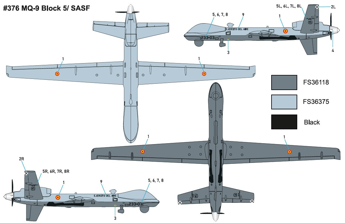 Miniwing-Plastic mini 376 1:144 General Atomics MQ-9 REAPER - Block 5 / SASF