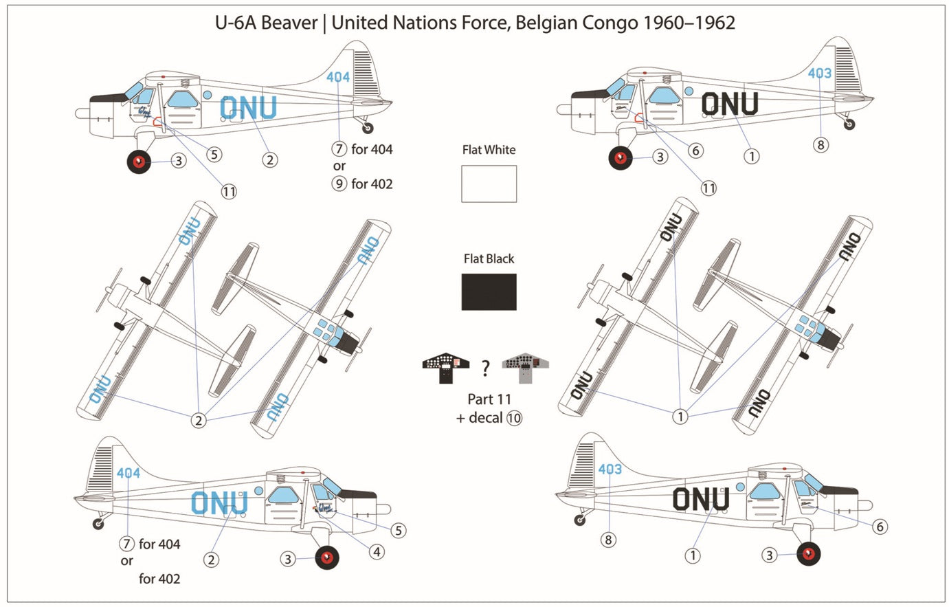 Miniwing-Plastic 382 1:144 de Havilland Canada U-6A / UN service in Congo