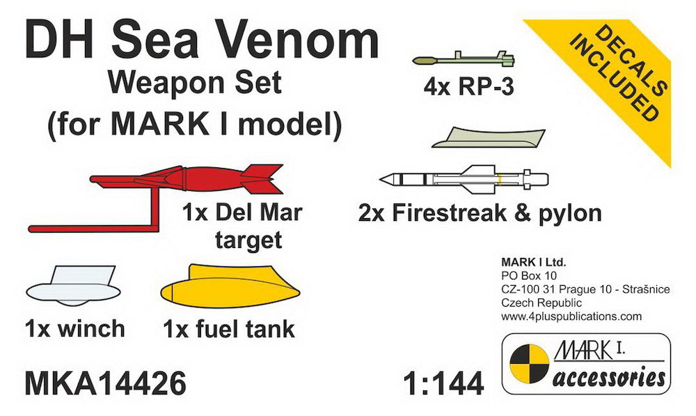 Mark I Models MKA14426 1:144 de Havilland Sea Venom Weapon Set - Resin Parts & Decals