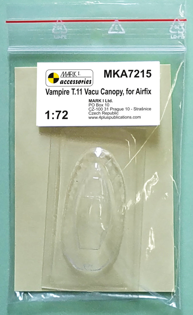 Mark I Models MKA7215 1:72 de Havilland Vampire T.11 Vacu Canopy (1 pcs)