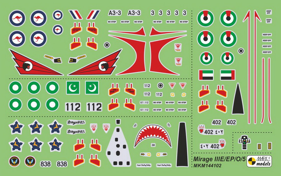 Mark I Models MKM144102 1:144 Dassault-Mirage IIIO/EP/RZ/5AD 'Worldwide Service' (RAAF, PAF, SAAF, UAEAF)