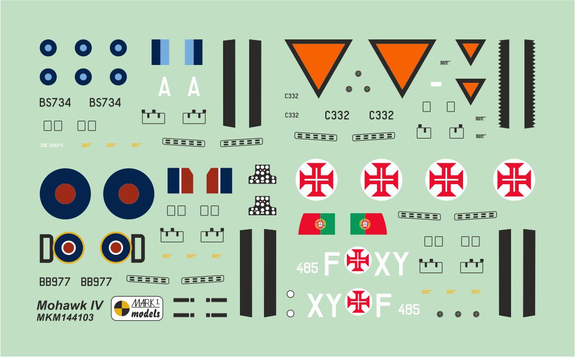 Mark I Models MKM144103 1:144 Mohawk IV/H-75A-7 'Overseas Service' (2in1 = 2 kits in 1 box) (RAF, NEIAAF, Portuguese AF)