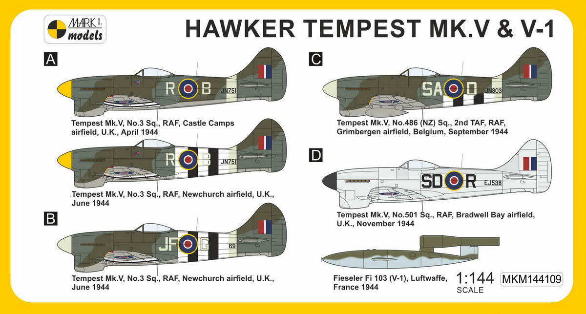 Mark I Models MKM144109 1:144 Hawker Tempest Mk.V series 1/2 'Doodlebug Chaser' (2in1 + resin V-1) (Royal Air Force)