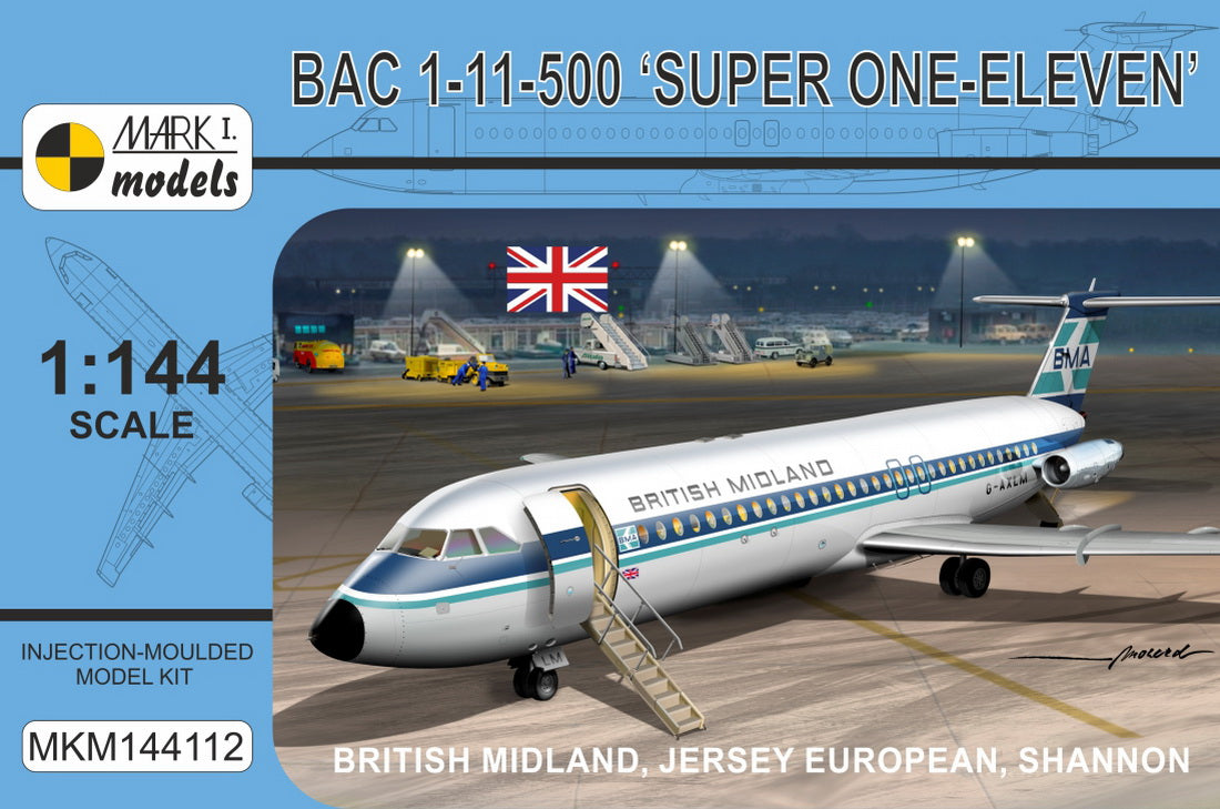 Mark I Models MKM144112 1:144 BAC 1-11-500 â€˜British Midland, Jersey European, Shannonâ€™