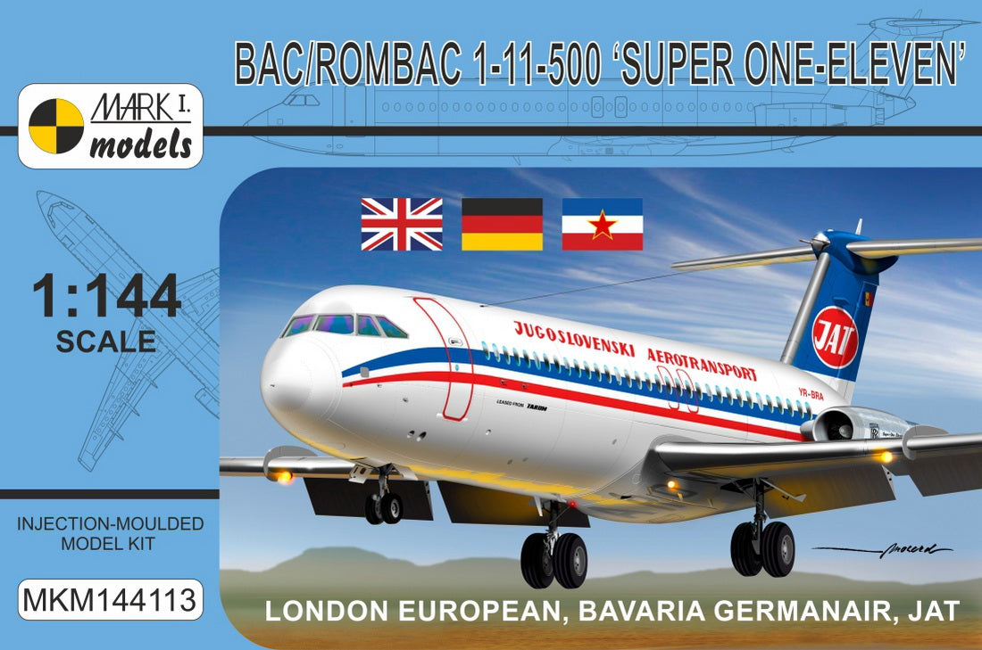 Mark I Models MKM144113 1:144 BAC/Rombac 1-11-500 ‘London European, Bavaria Germanair, JAT