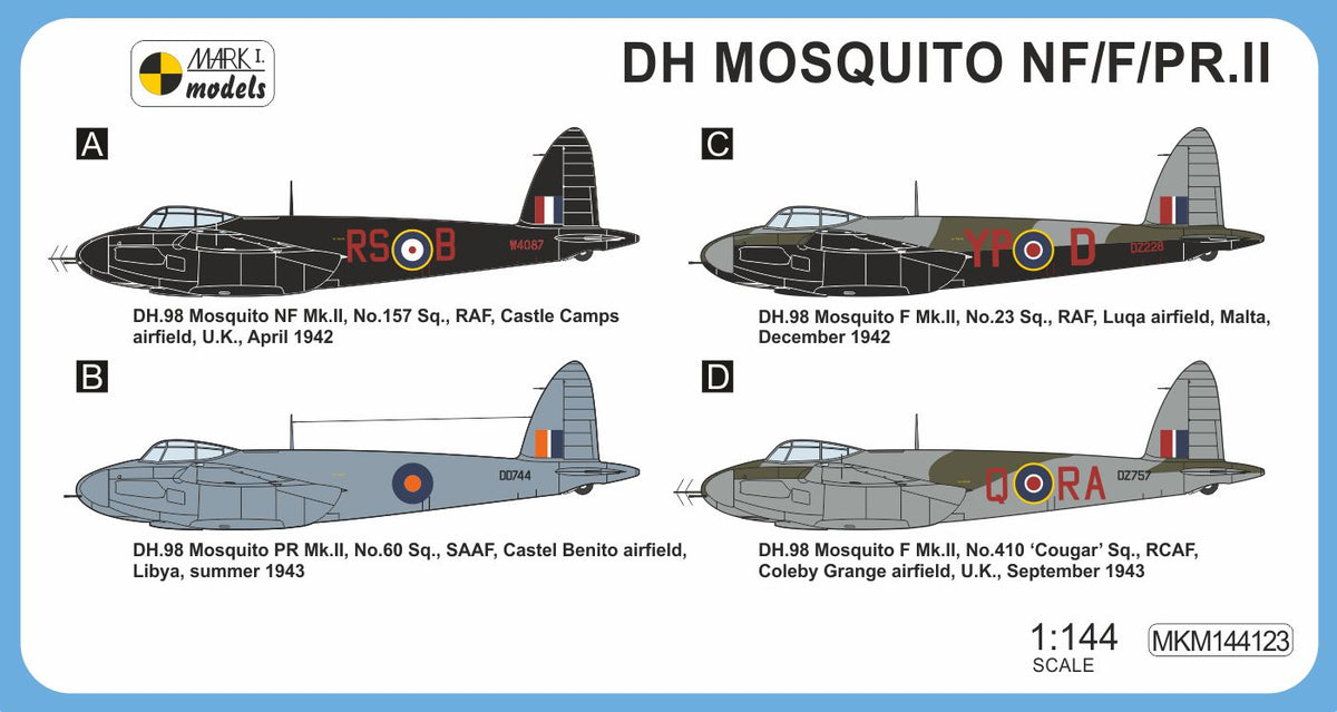 Mark I Models MKM144123 1:144 de Havilland Mosquito NF/F/PR.II 'Intruder' new plastic parts (propellers)
