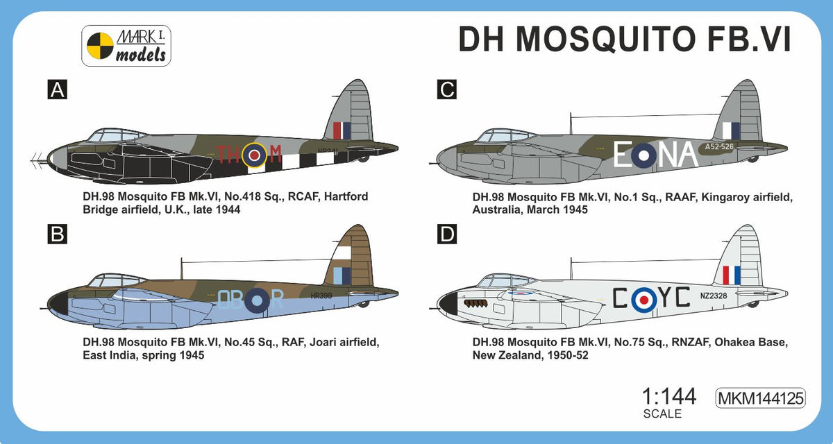 Mark I Models MKM144125 1:144 de Havilland Mosquito FB.VI 'Commonwealth Service' new plastic parts (propellers)