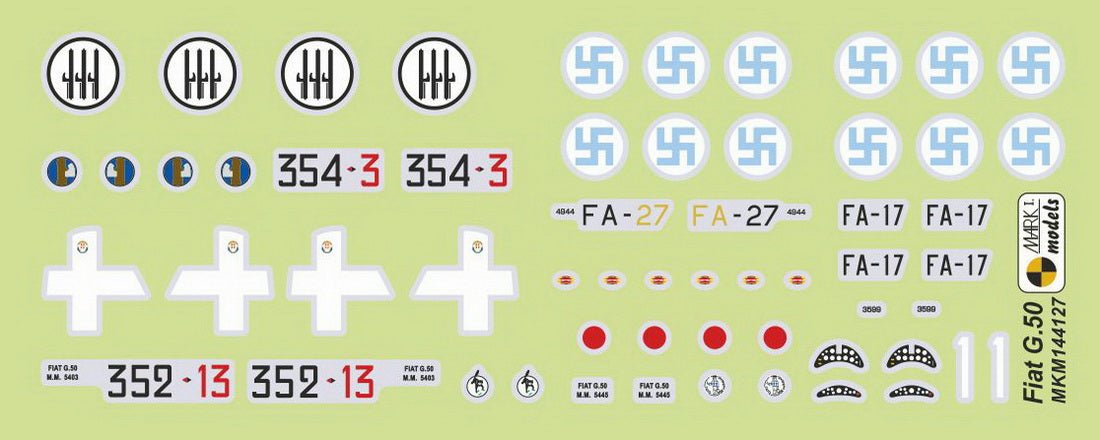 Mark I Models MKM144127 1:144 Fiat G.50 'Initial Series' (2in1 = 2 kits in 1 box) Italian AF, Finnish AF)