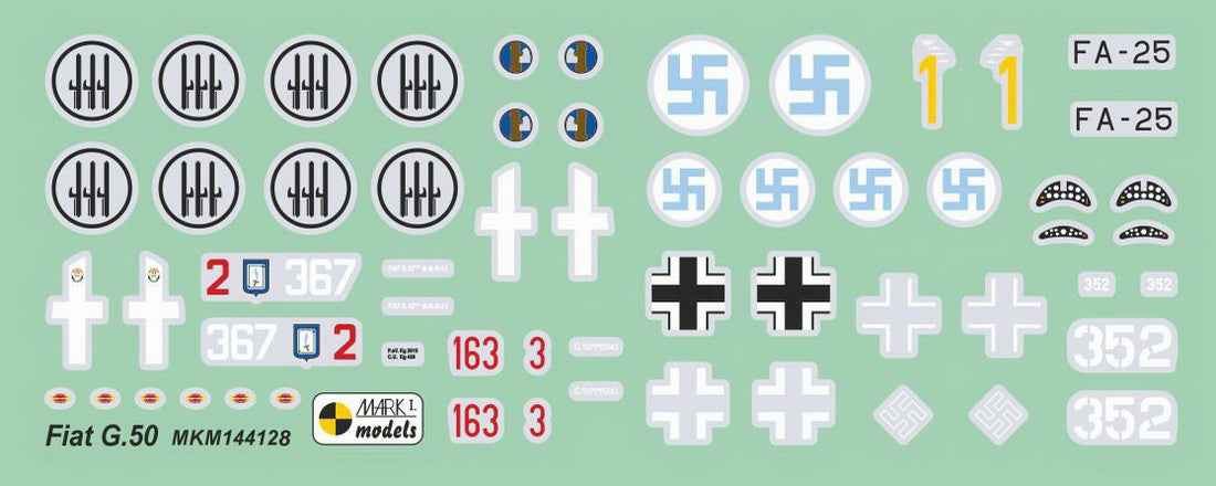 Mark I Models MKM144128 1:144 Fiat G.50/50bis 'Italian Arrow' (2in1 = 2 kits in 1 box) (Italian AF, Finnish AF, Luftwaffe)