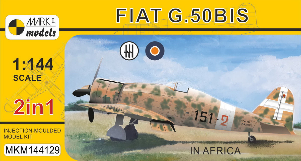 Mark I Models MKM144129 1:144 Fiat G.50 'In Africa' (2in1 = 2 kits in 1 box) (Italian AF, South African AF)