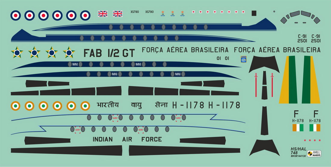 Mark I Models MKM144130 1:144 Hawker-Siddeley HS.748/HAL-748/C-91 'VIP Service' (RAF, Indian AF, Brazilian AF)