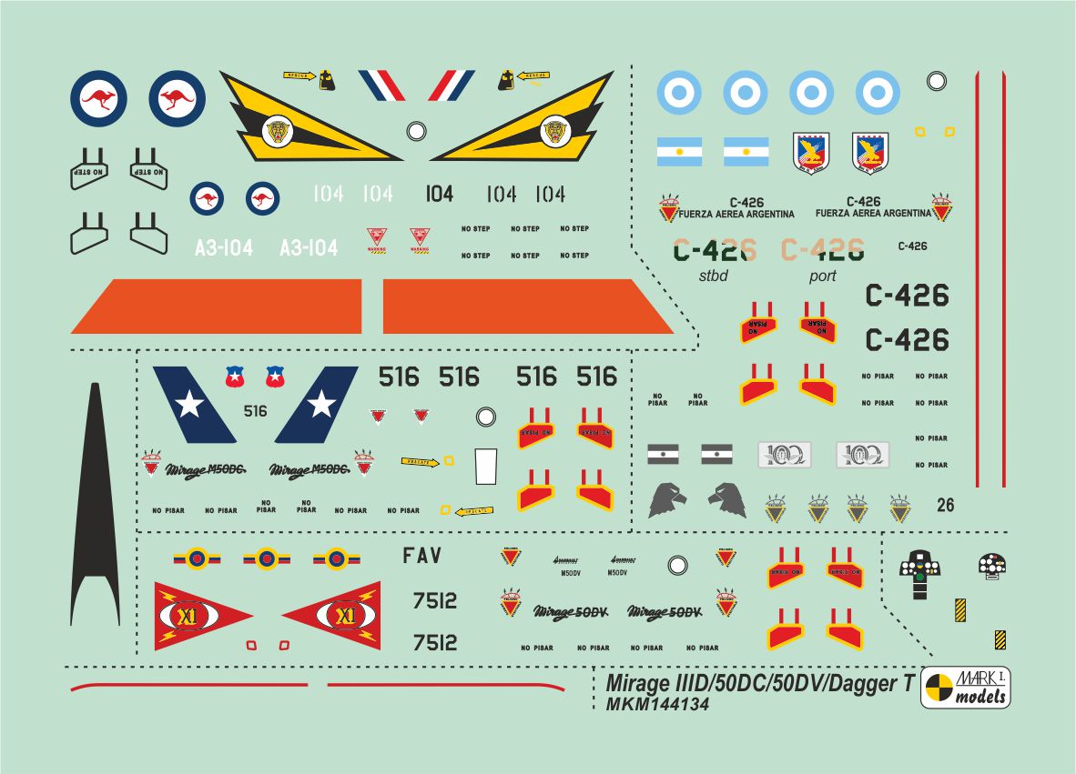 Mark I Models MKM144134 1:144 Dassault-Mirage IIID/50DC/50DV/Dagger B Two-seater 'Australia & South America'