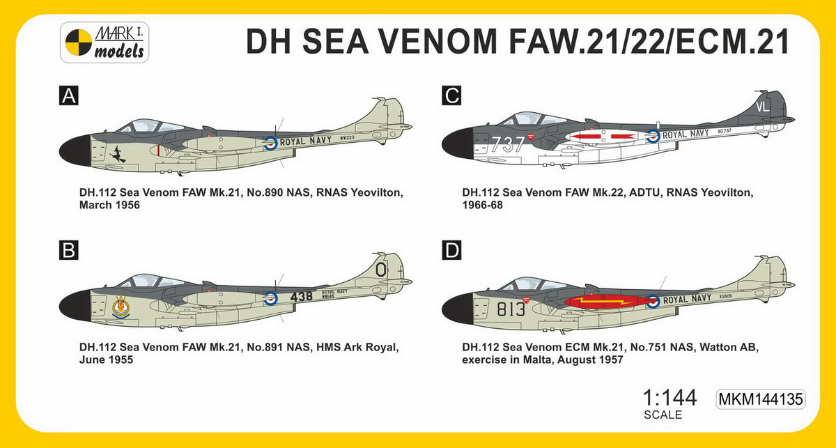 Mark I Models MKM144135 1:144 de Havilland Sea Venom FAW.21/22/ECM.21 'Home Fleet' (2in1)