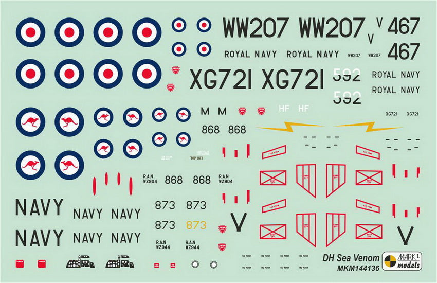 Mark I Models MKM144136 1:144 de Havilland Sea Venom FAW.22/53/TT.53 'Far East & Australia' (2in1)