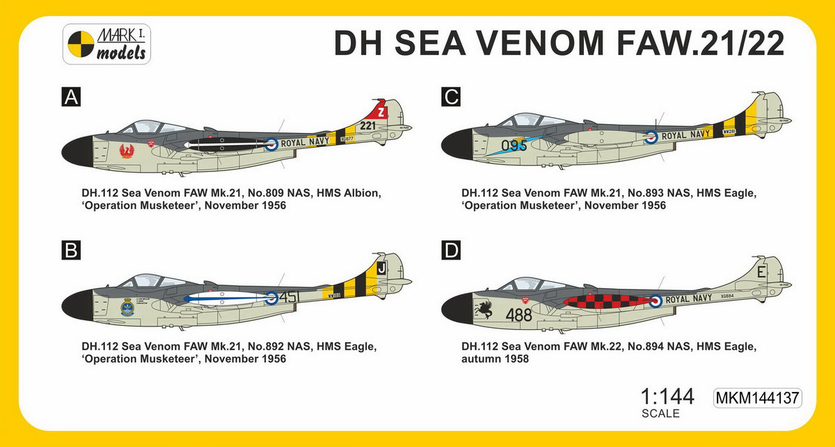 Mark I Models MKM144137 1:144 de Havilland Sea Venom FAW.21/22 'In Combat Operations' (2in1)