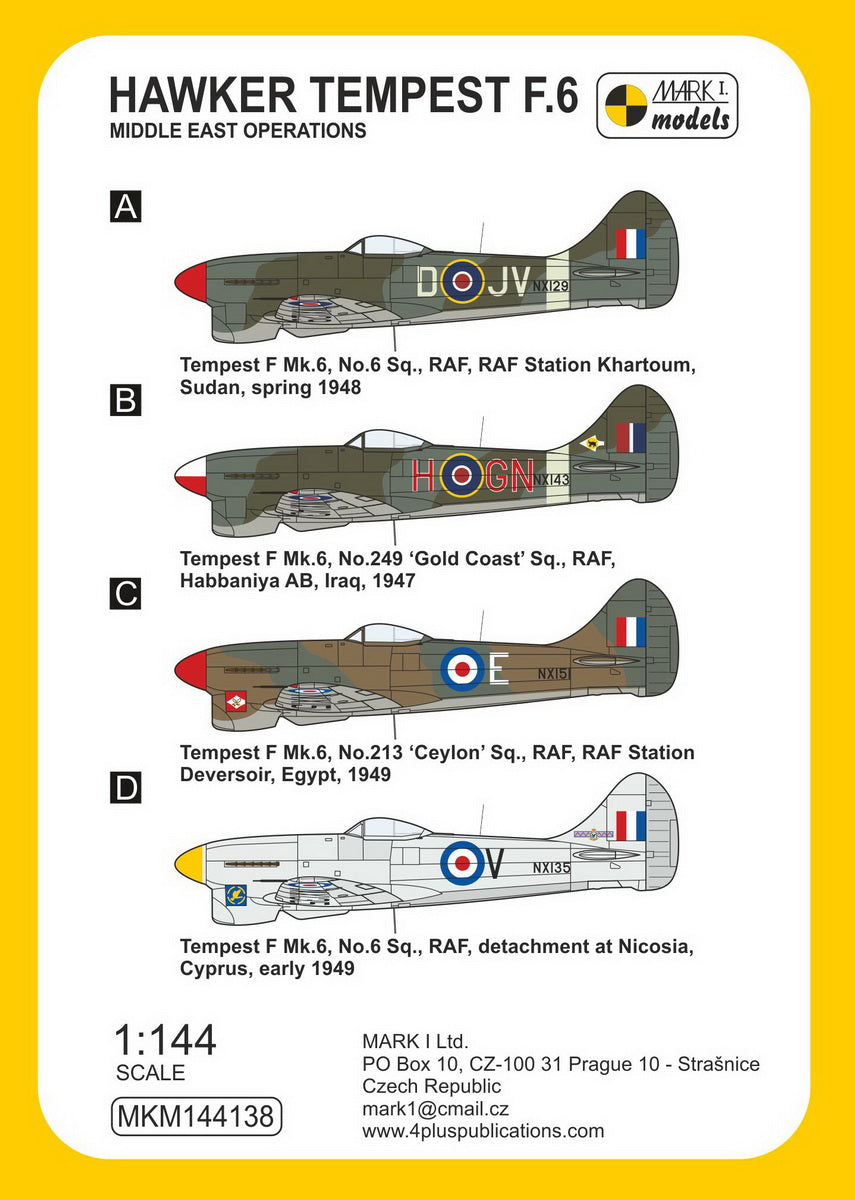 Mark I Models MKM144138 1:144 Hawker Tempest F.6 'Middle East Operations'