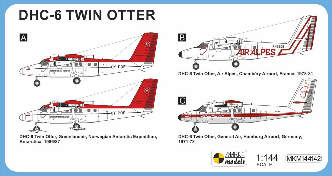 Mark I Models MKM144142 1:144 DHC-6 Twin Otter 'In Civilian Skies'