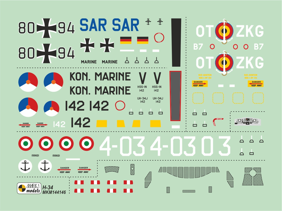 Mark I Models MKM144146 1:144 Sikorsky H-34 'In Europe' 1 kit included, boxed. (Because of external differences this is a new tool model and not the earlier Westland Wessex kit re-boxed)