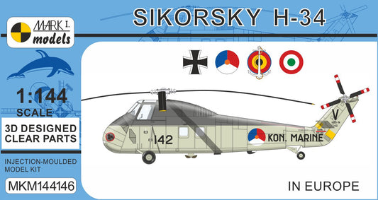 Mark I Models MKM144146 1:144 Sikorsky H-34 'In Europe' 1 kit included, boxed. (Because of external differences this is a new tool model and not the earlier Westland Wessex kit re-boxed)