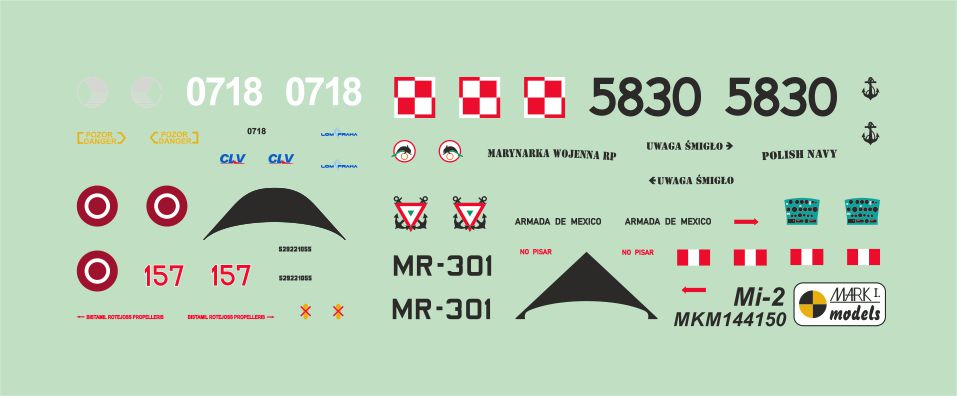 Mark I Models MKM144150 1:144 Mil Mi-2 Hoplite 'Around the World' (2in1 = 2 kits in 1 box) (Czech AF, Polish Navy, Latvian AF, Mexican Navy)