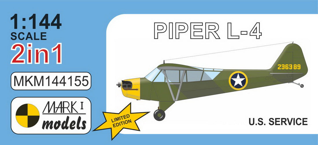 Mark I Models MKM144155 1:144 Piper L-4 'US Service' (2in1) bagged