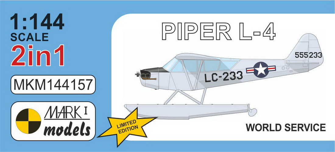 Mark I Models MKM144157 1:144 Piper L-4 'World Service' (2in1) bagged