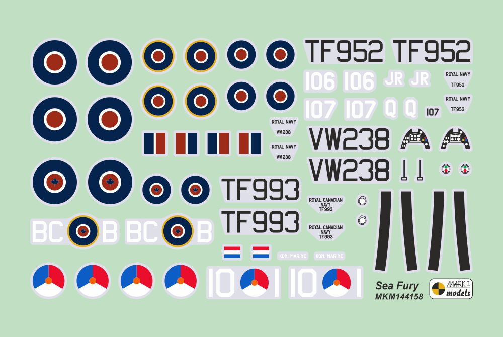 Mark I Models MKM144158 1:144 Hawker Sea Fury F.X/FB.11/F.50 'Early Schemes' (2in1)
