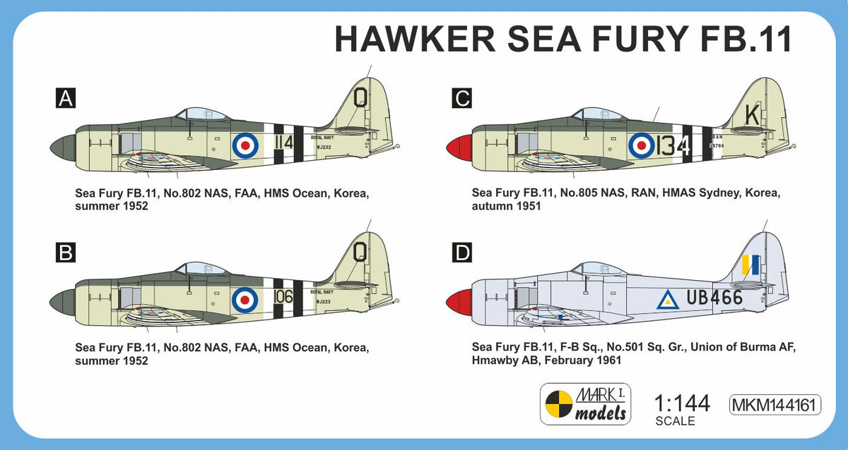 Mark I Models MKM144161 1:144 Hawker Sea Fury FB.11 'Far East' (2in1)