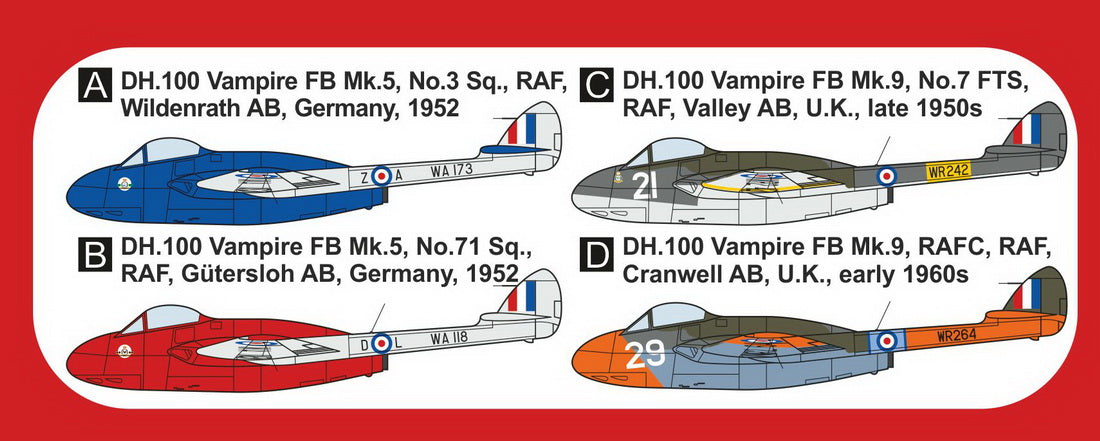 Mark I Models MKM144171L 1:144 de Havilland Vampire FB.5/9 'Special Schemes'