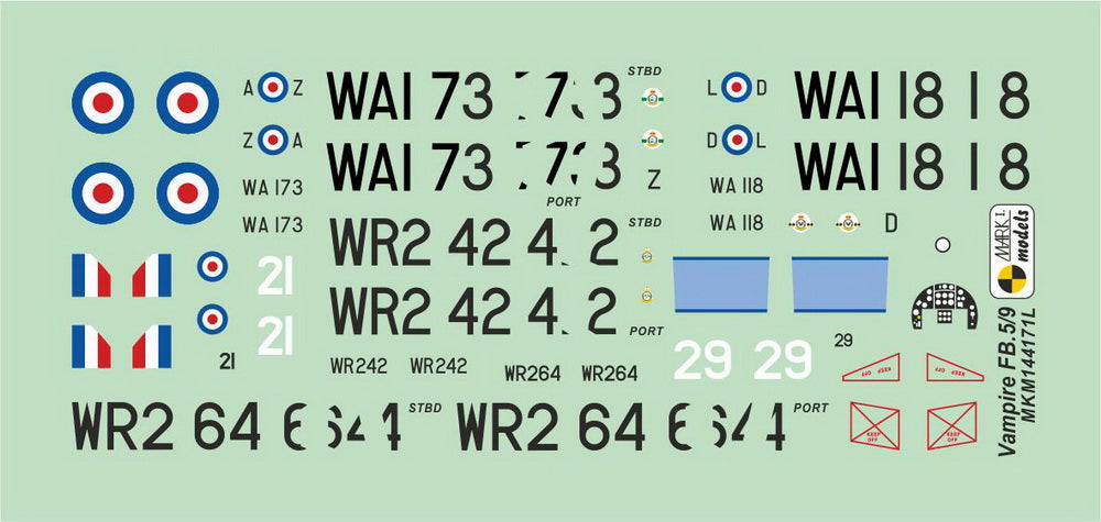 Mark I Models MKM144171L 1:144 de Havilland Vampire FB.5/9 'Special Schemes'