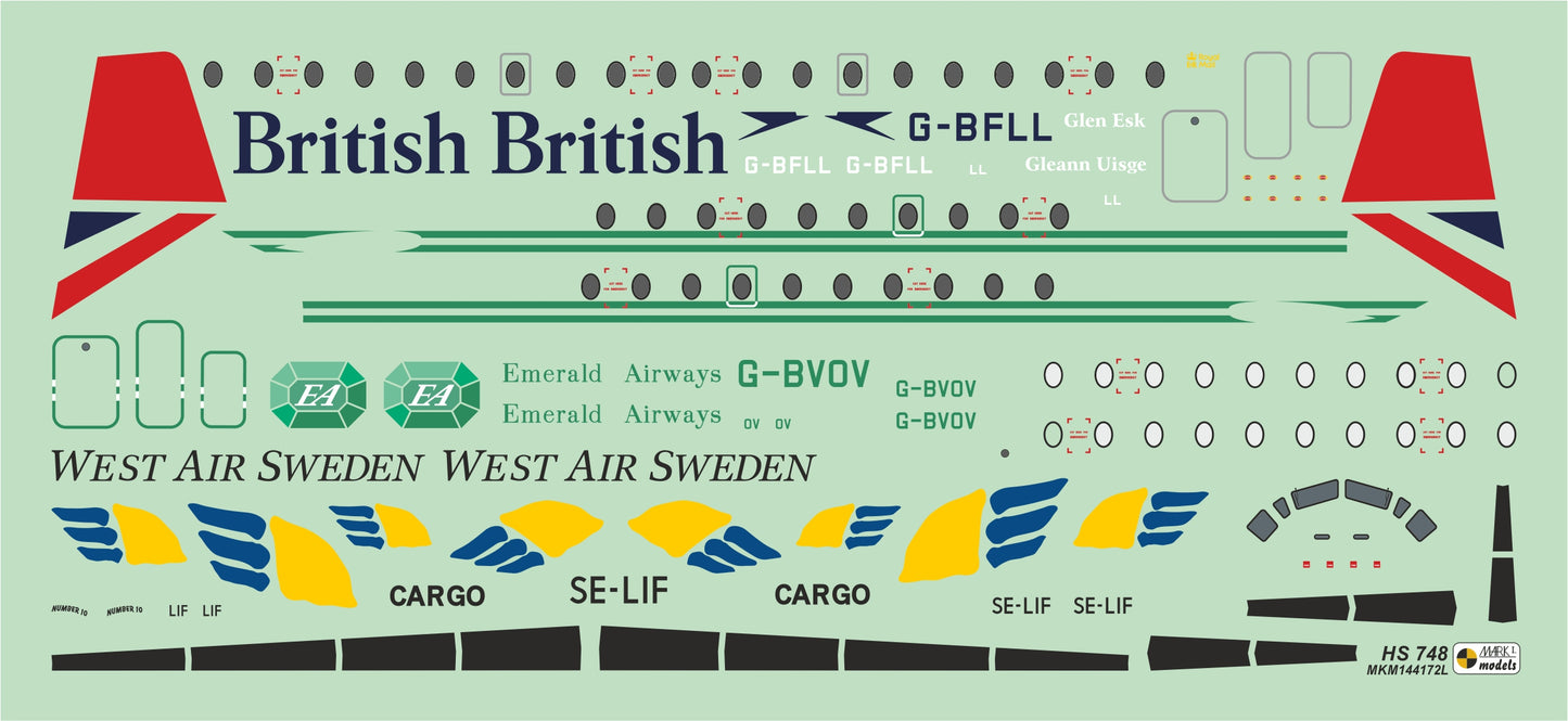 Mark I Models MKM144172L 1:144 Hawker-Siddeley HS.748/BAe.748 'In Civilian Skies'