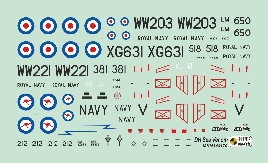 Mark I Models MKM144179 1:144 de Havilland Sea Venom FAW.21/53/ECM.22 ÃƒÂ¢Ã¢â€šÂ¬Ã‹Å“RN and RAN ServiceÃƒÂ¢Ã¢â€šÂ¬Ã¢â€žÂ¢ (2in1)