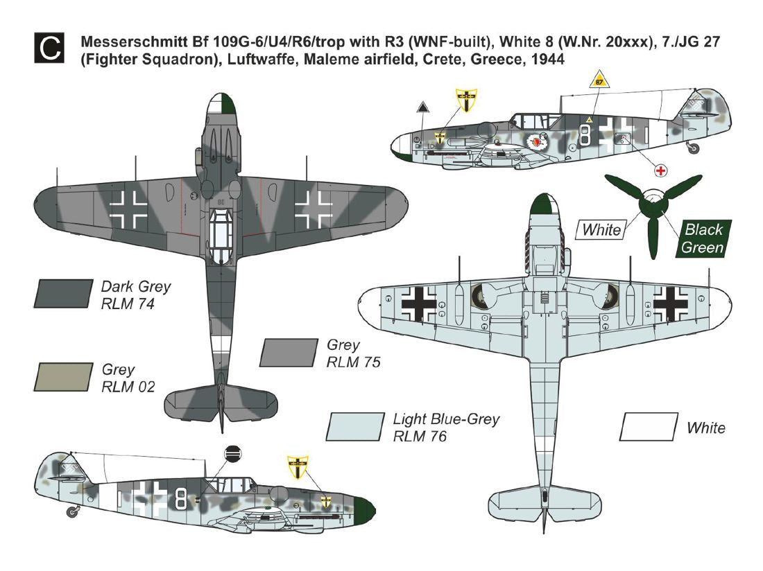 Mark I Models MKM144195 1:144 Messerschmitt Bf-109G-6 'Mediterranean Theatre' (2in1)
