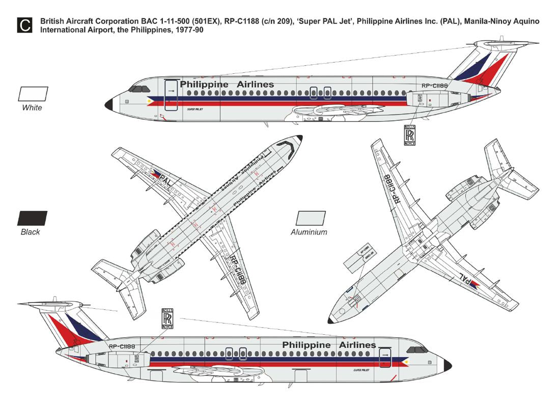 Mark I Models MKM144199 1:144 BAC 1-11-500 â€˜Monarch, Debonair, PALâ€™ with new decals